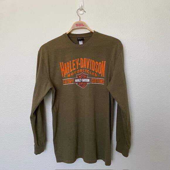 Harley Davidson Tee‎ Shirt Long Sleeve Olive Green H-D of Scottsdale Men's Large - Picture 9 of 9